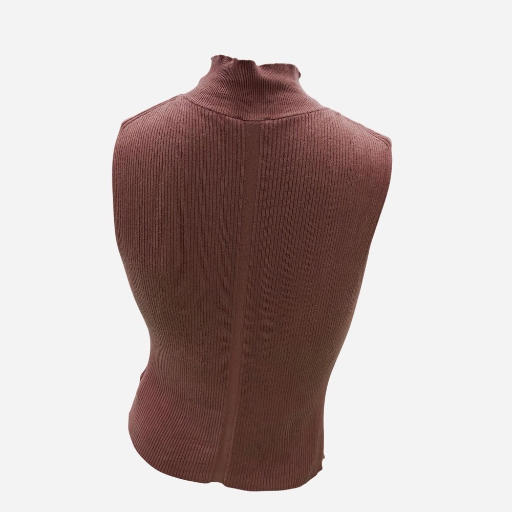 Express Womens Brown Ribbed Turtleneck Tank Top Sleeveless Mock Neck Sweater S